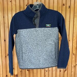 Kids' L.L.Bean Sweater Fleece Pullover, Colorblock, Size S (8), Navy/Gray